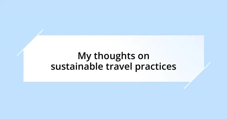 My thoughts on sustainable travel practices