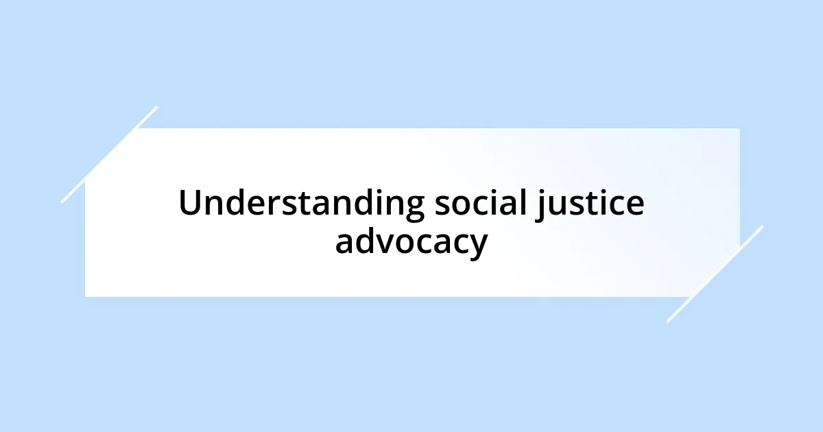 Understanding social justice advocacy