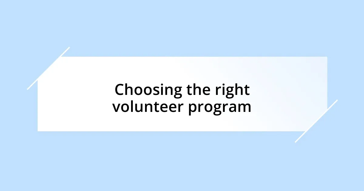 Choosing the right volunteer program