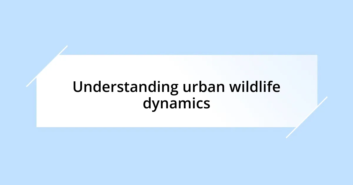 Understanding urban wildlife dynamics